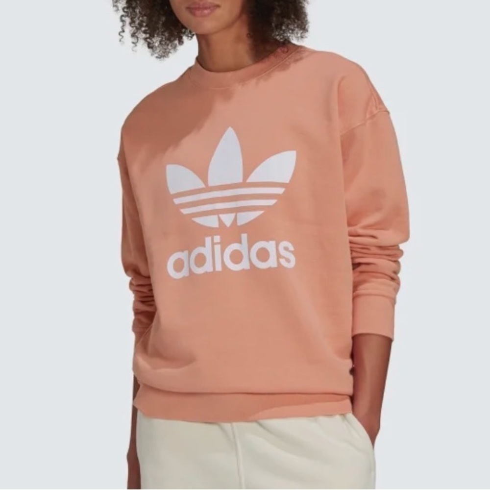 Adidas Pale Pink Trefoil Crewneck Pullover Sweatshirt Size Small